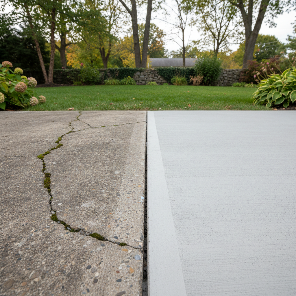 Completed concrete repair work at a residential property in Warwick, RI