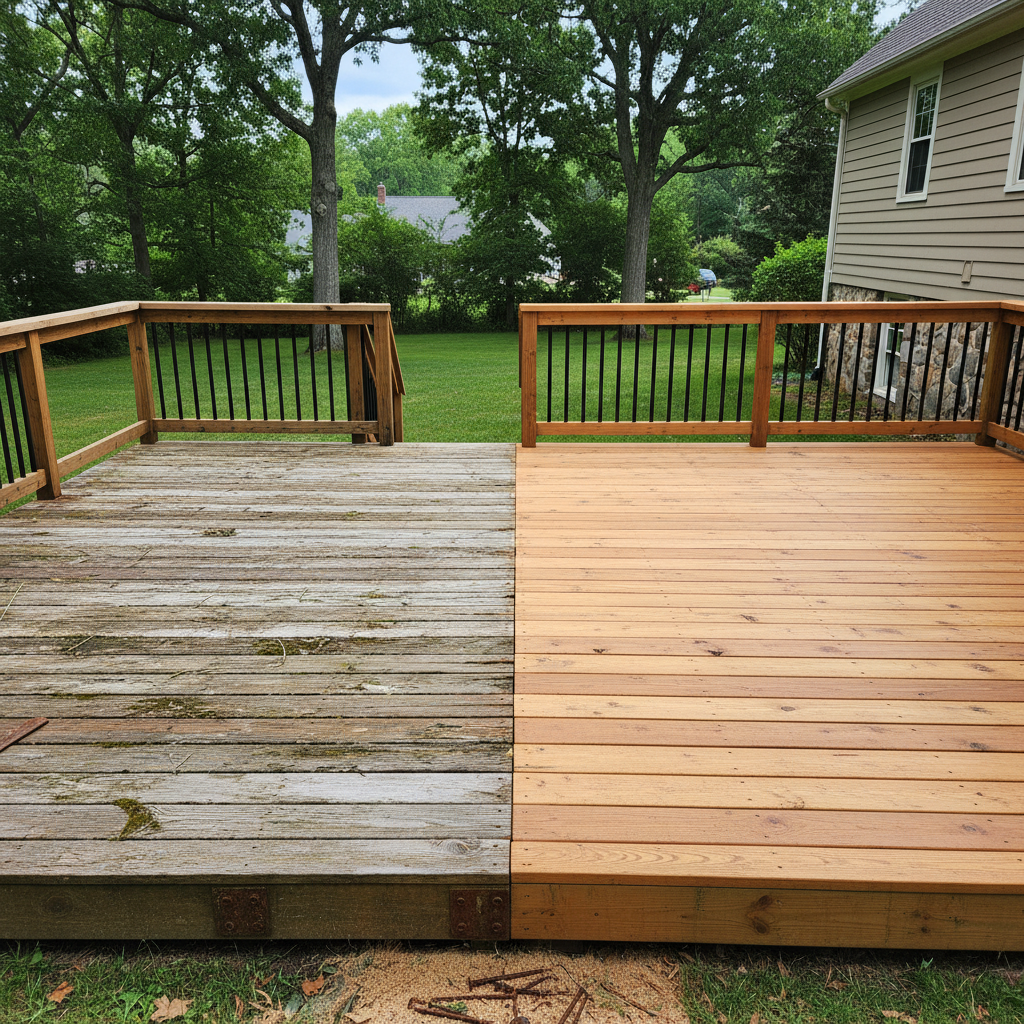 Completed deck repair work at a residential property in Warwick, RI