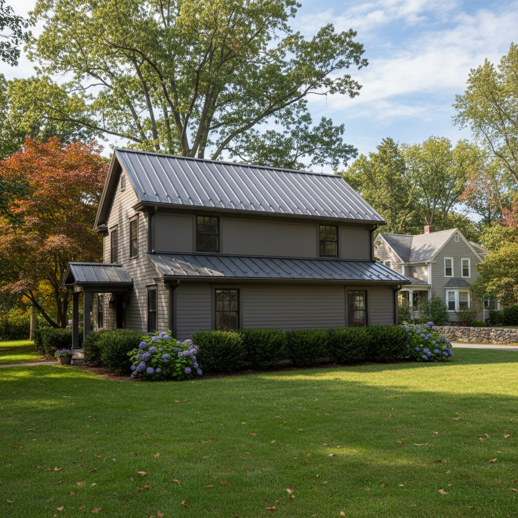 Completed metal roofing work at a residential property in Providence, RI