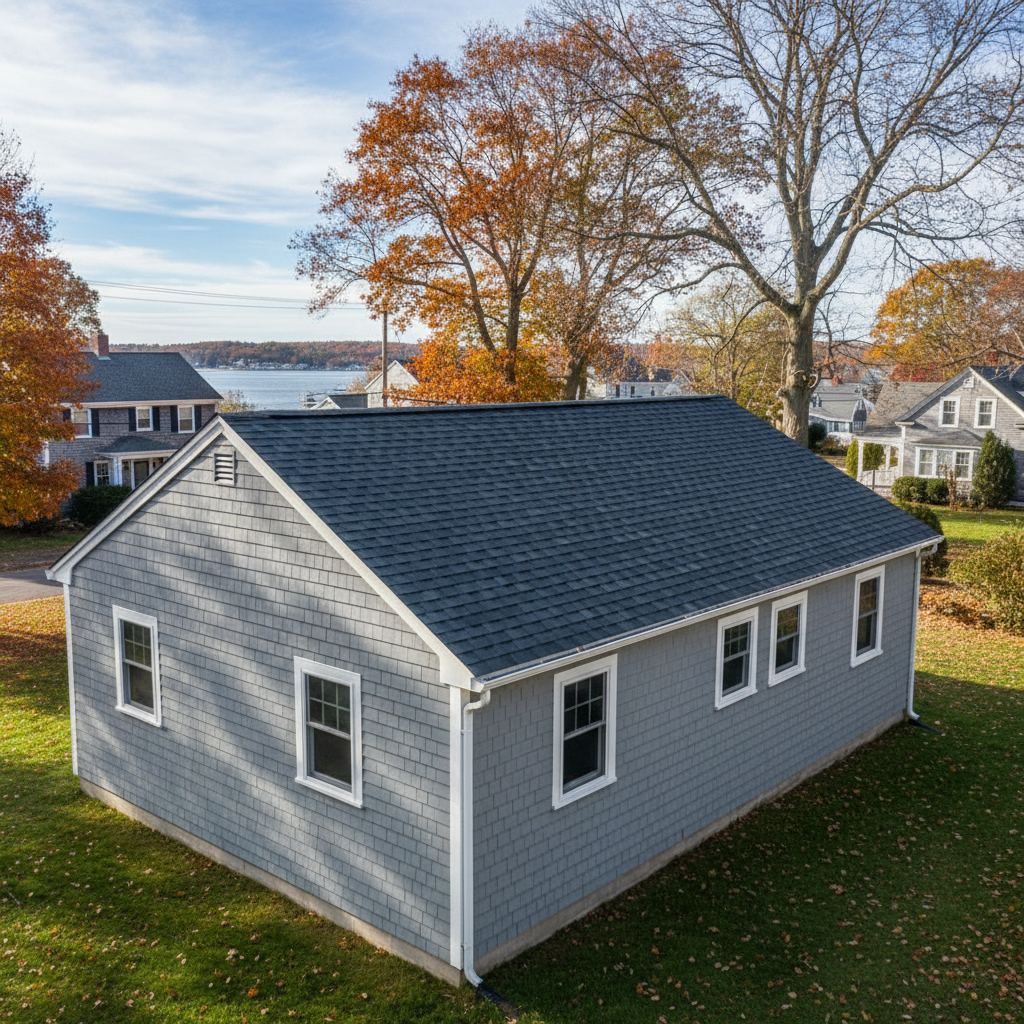 Completed new construction roofing work at a residential property in Bristol, RI