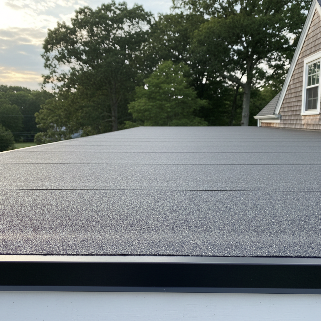 Completed flat roofing work at a residential property in Wakefield, RI