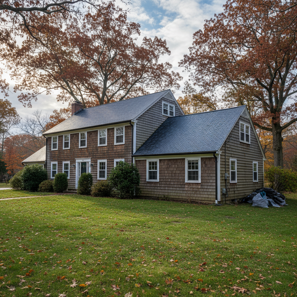 Completed storm damage repair work at a residential property in Barrington, RI
