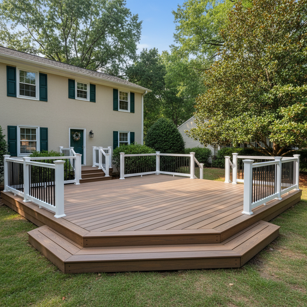 Completed trex decks work at a residential property in Columbia, SC