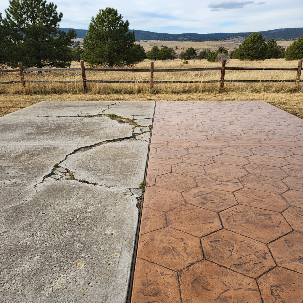 Completed decorative concrete work at a residential property in Piedmont, SD