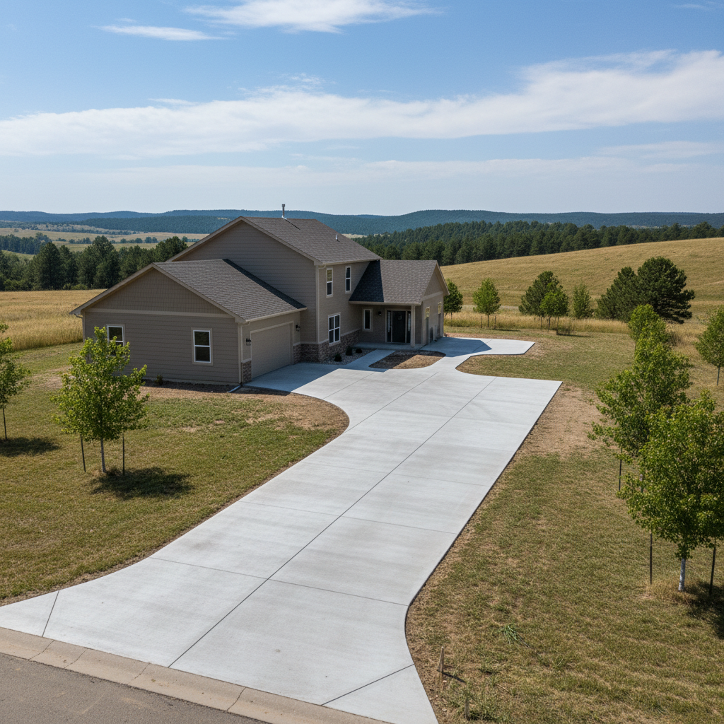 Completed concrete installation work at a residential property in Sturgis, SD