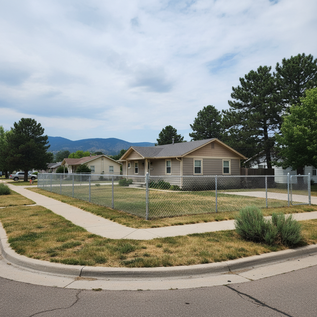 Completed chain link fence installation work at a residential property in Rapid City, SD