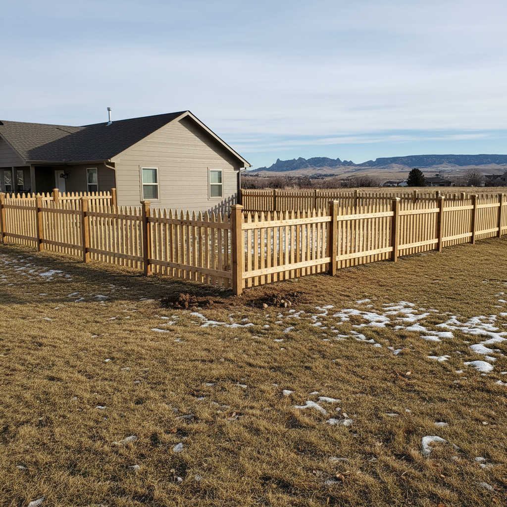 Completed wood fence installation work at a residential property in Rapid City, SD