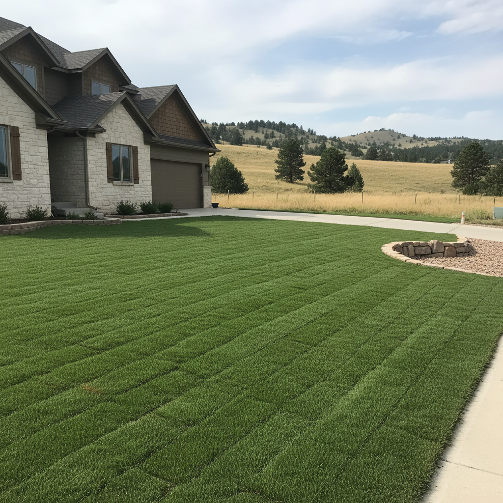 Completed sod installation work at a residential property in Rapid City, SD
