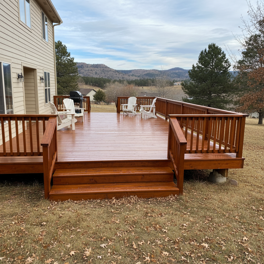 Completed deck staining work at a residential property in Rapid City, SD