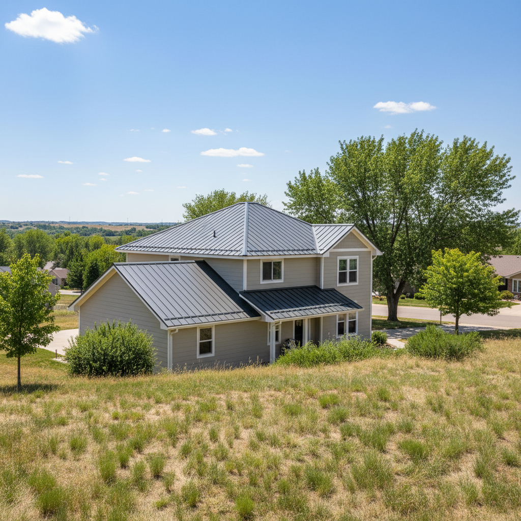 Completed metal roofing work at a residential property in Sioux Falls, SD