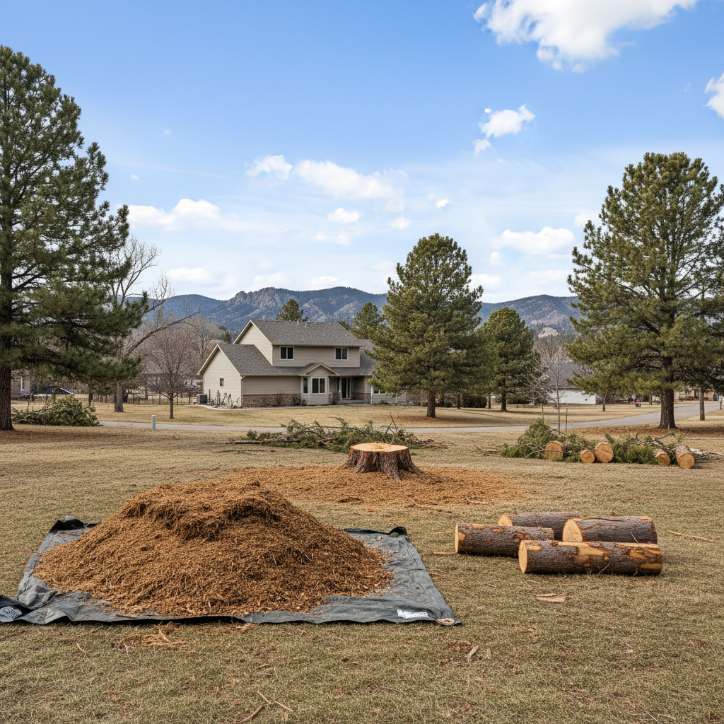 Completed emergency tree removal work at a residential property in Rapid City, SD