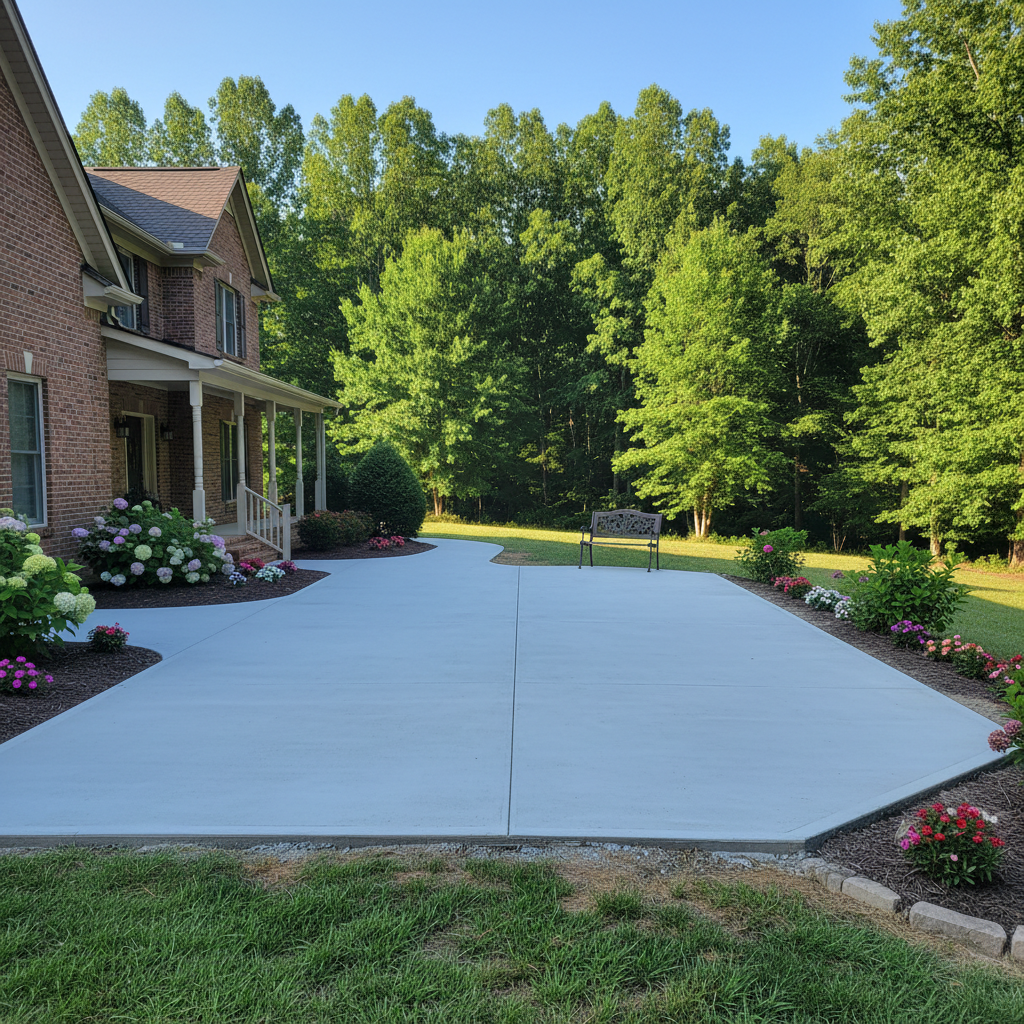 Completed concrete repair work at a residential property in Rogersville, TN