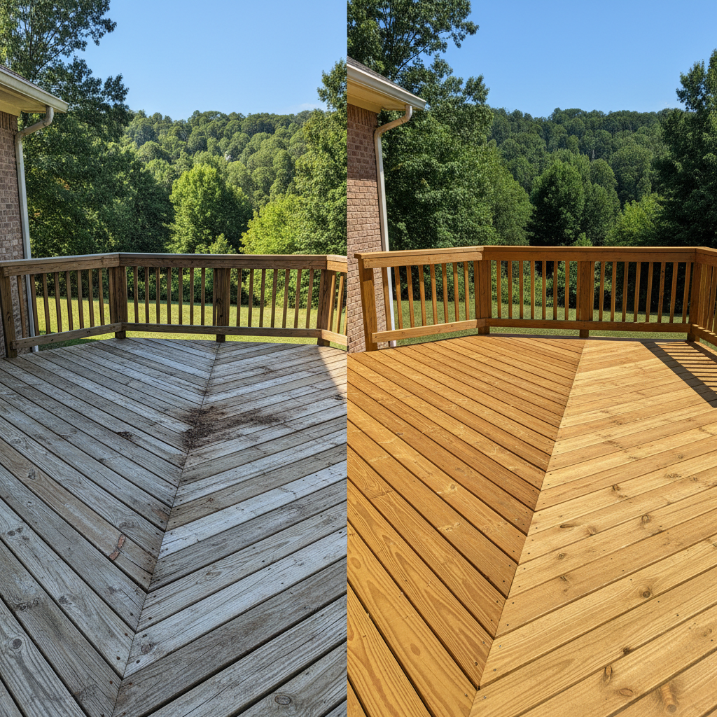 Completed deck construction work at a residential property in Sevierville, TN