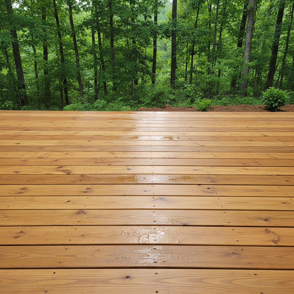 Completed wooden decks work at a residential property in Norris, TN