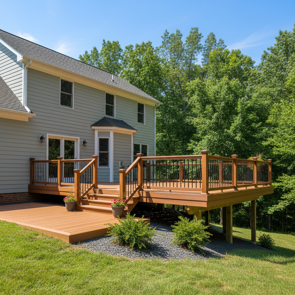 Completed composite decks work at a residential property in Norris, TN