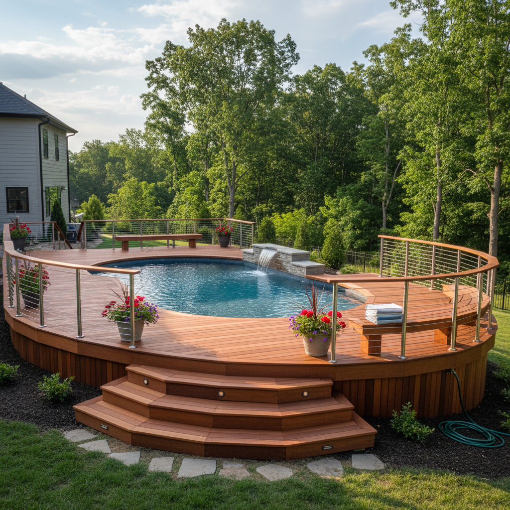 Completed pool decks work at a residential property in Loudon, TN