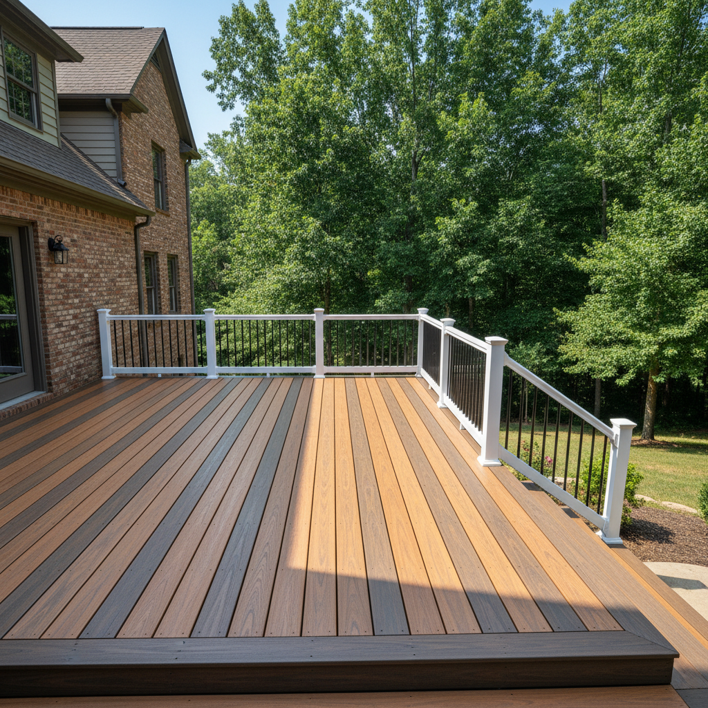 Completed trex decks work at a residential property in Lenoir City, TN