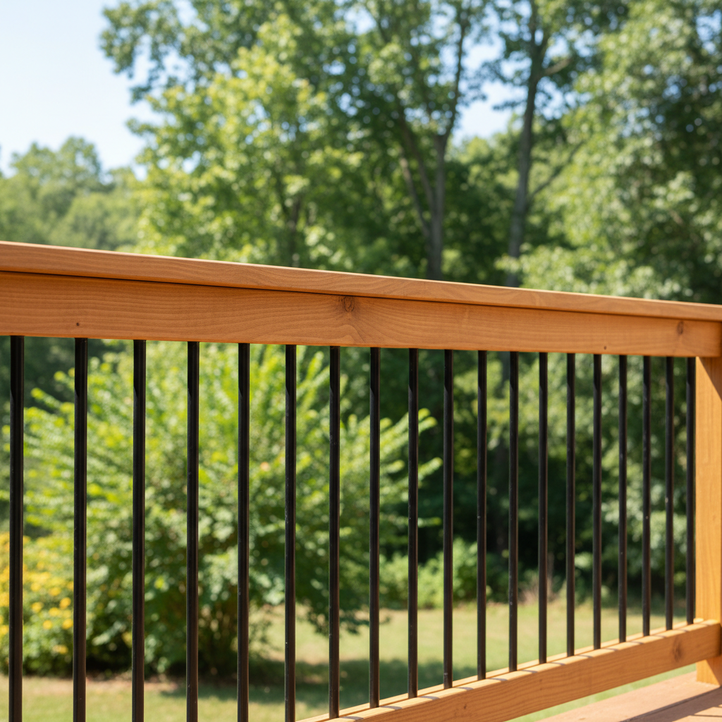 Completed deck railing installation work at a residential property in Rockford, TN