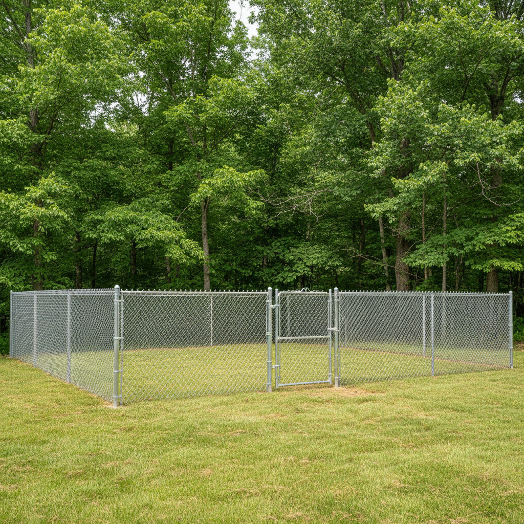 Completed chain link fence installation work at a residential property in Sevierville, TN