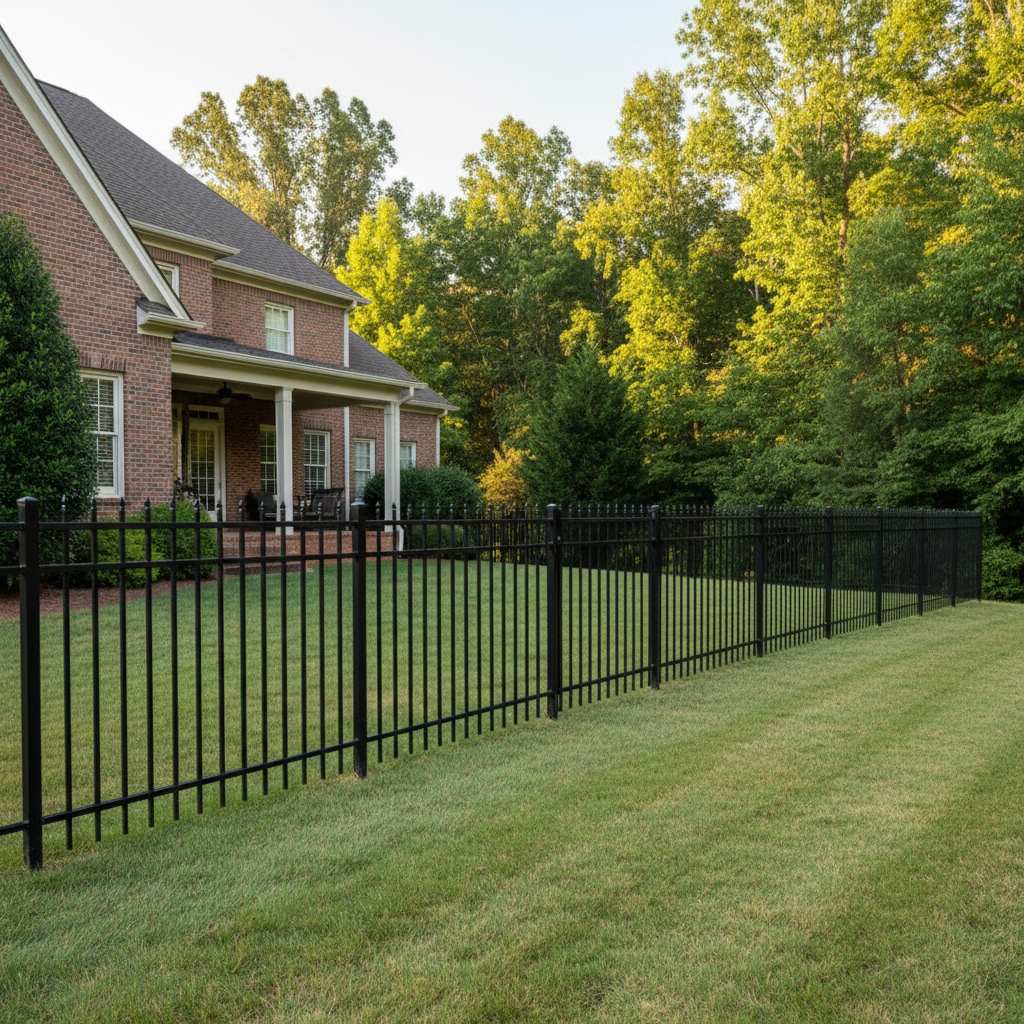 Completed aluminum fence installation work at a residential property in Farragut, TN