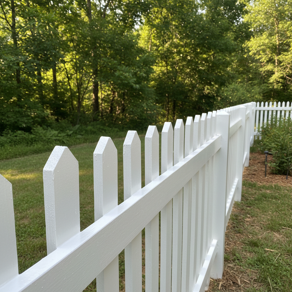 Completed fence painting work at a residential property in Sevierville, TN