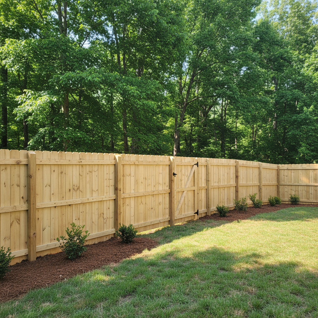 Completed privacy fence installation work at a residential property in Lenoir, TN