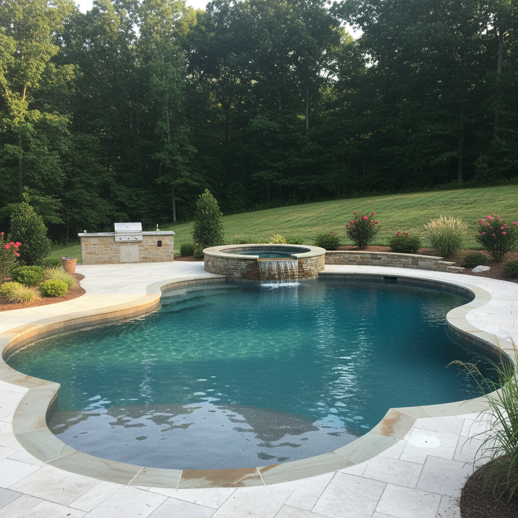 Completed water feature installation work at a residential property in Cleveland, TN
