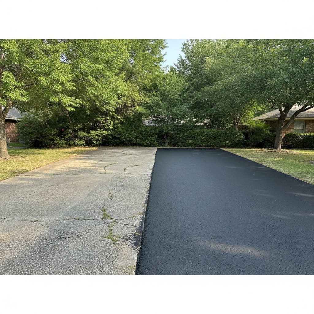 Completed parking lot paving work at a residential property in Dallas, TX