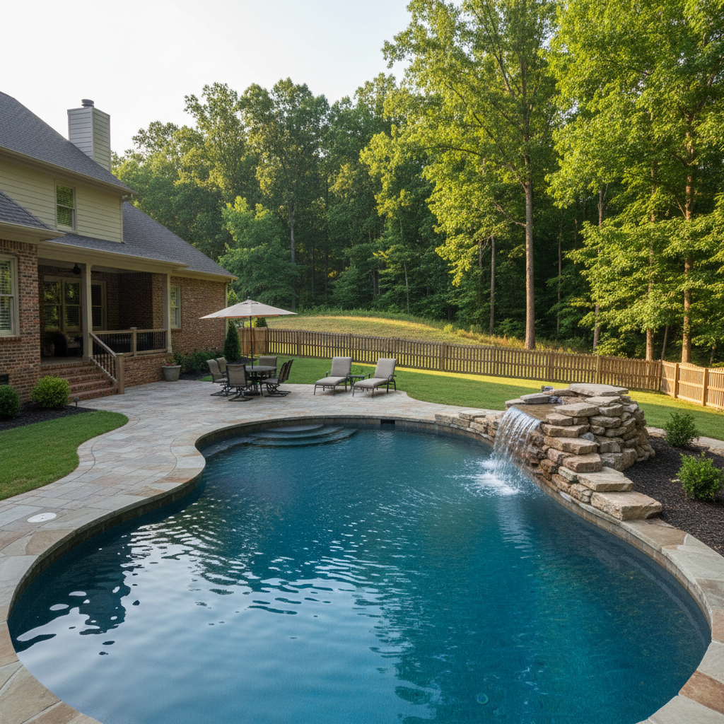 Completed water feature installation work at a residential property in Chattanooga, TN