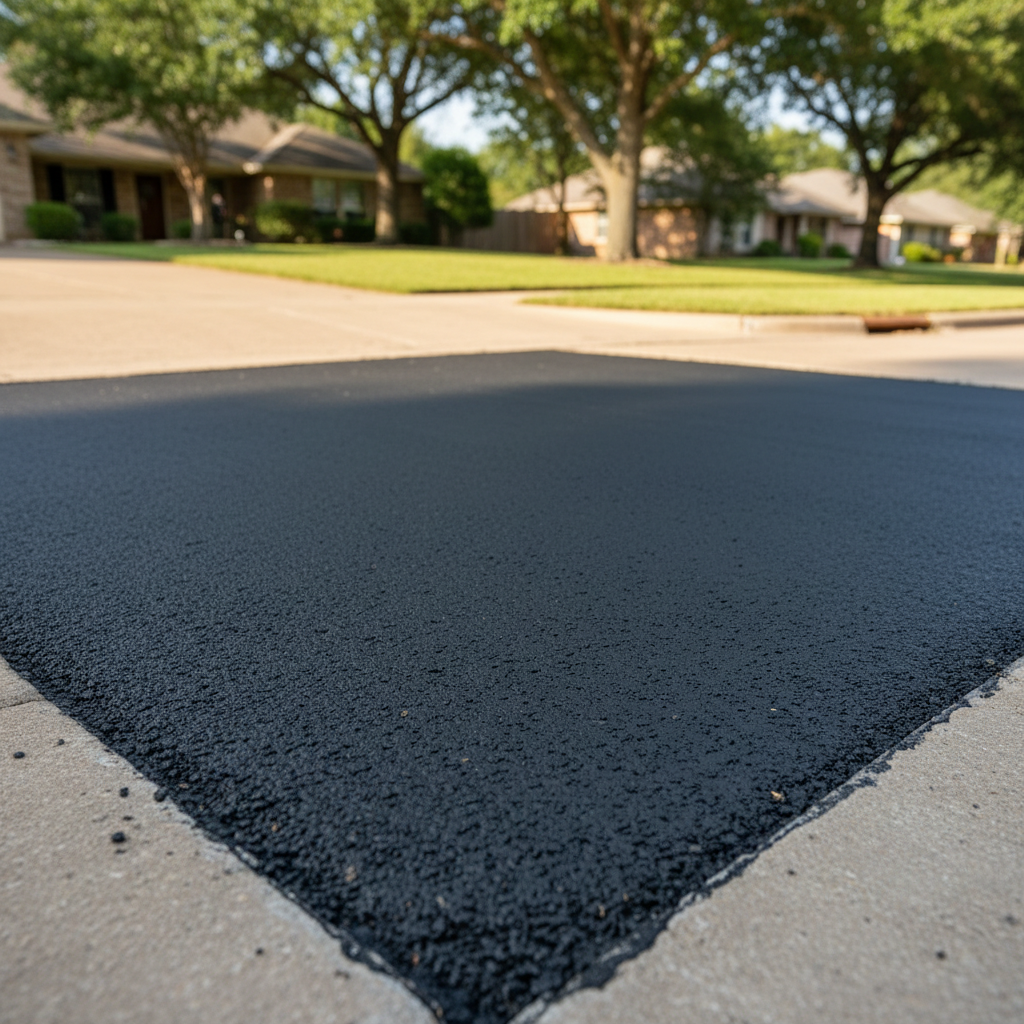 Completed asphalt repair work at a residential property in Victoria, TX