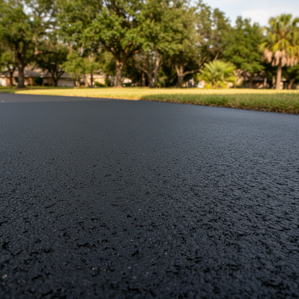 Completed asphalt sealcoating work at a residential property in Pearland, TX