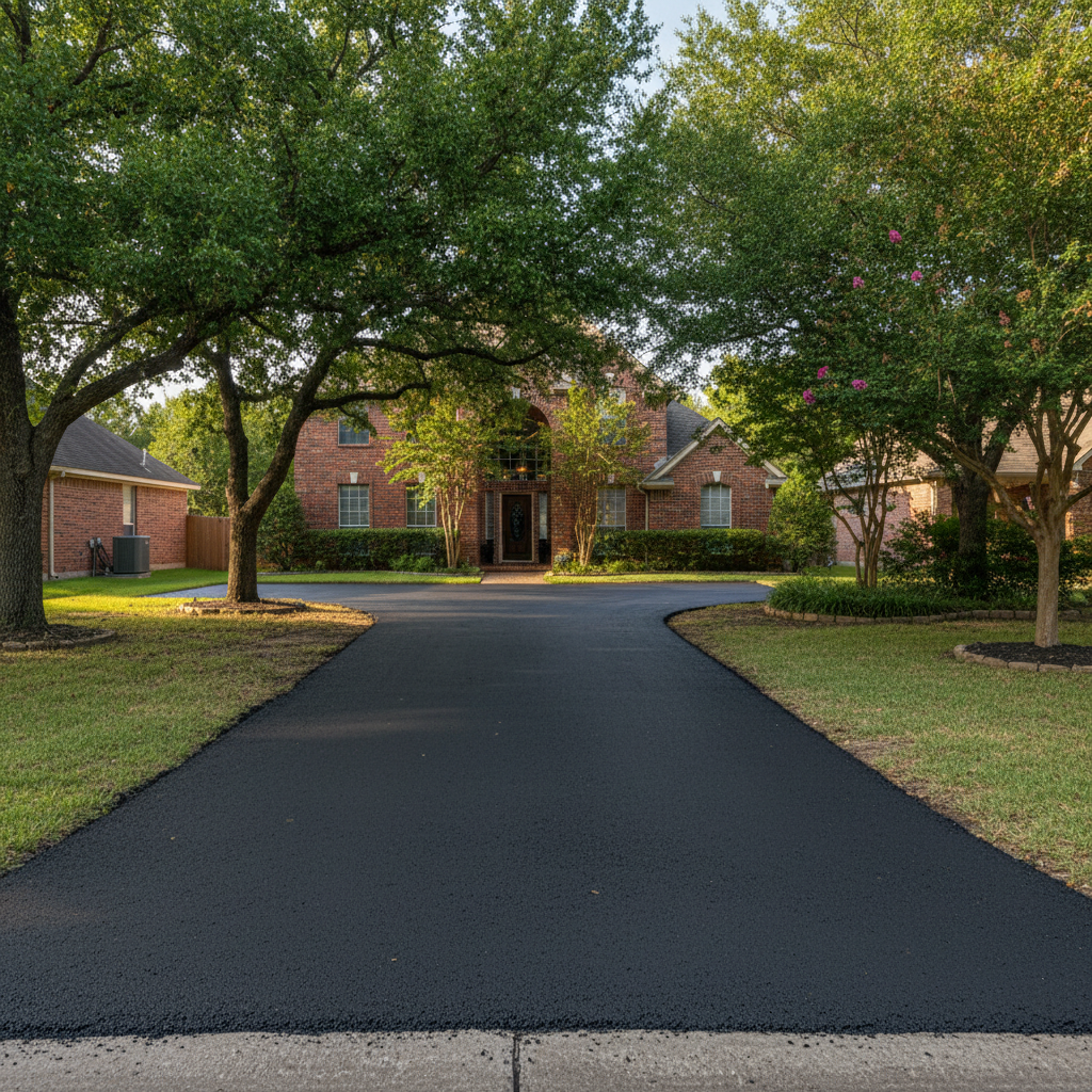 Completed driveway paving work at a residential property in Victoria, TX