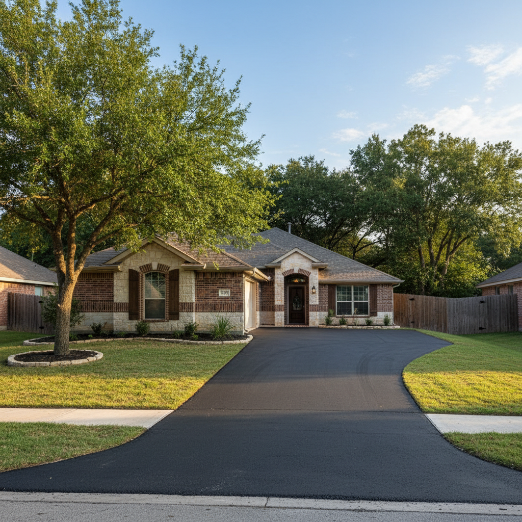 Completed asphalt milling work at a residential property in Leander, TX
