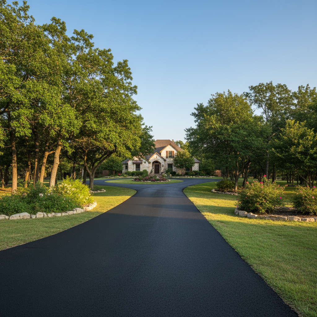 Completed residential asphalt work at a residential property in Fredericksburg, TX