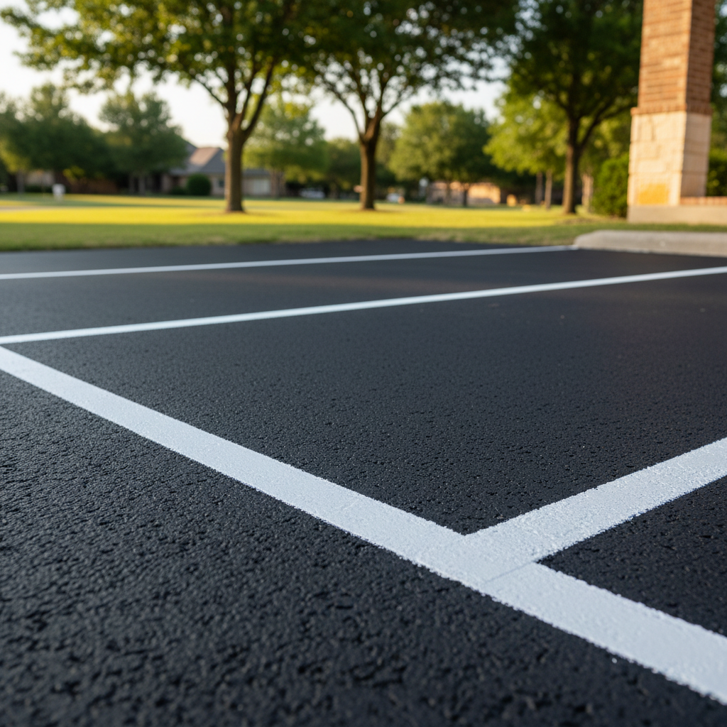 Completed asphalt striping work at a residential property in Hutto, TX