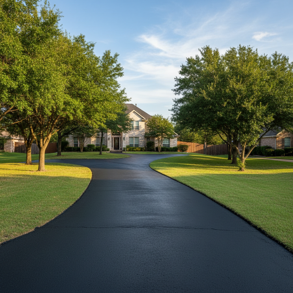 Completed asphalt sealcoating work at a residential property in Hutto, TX