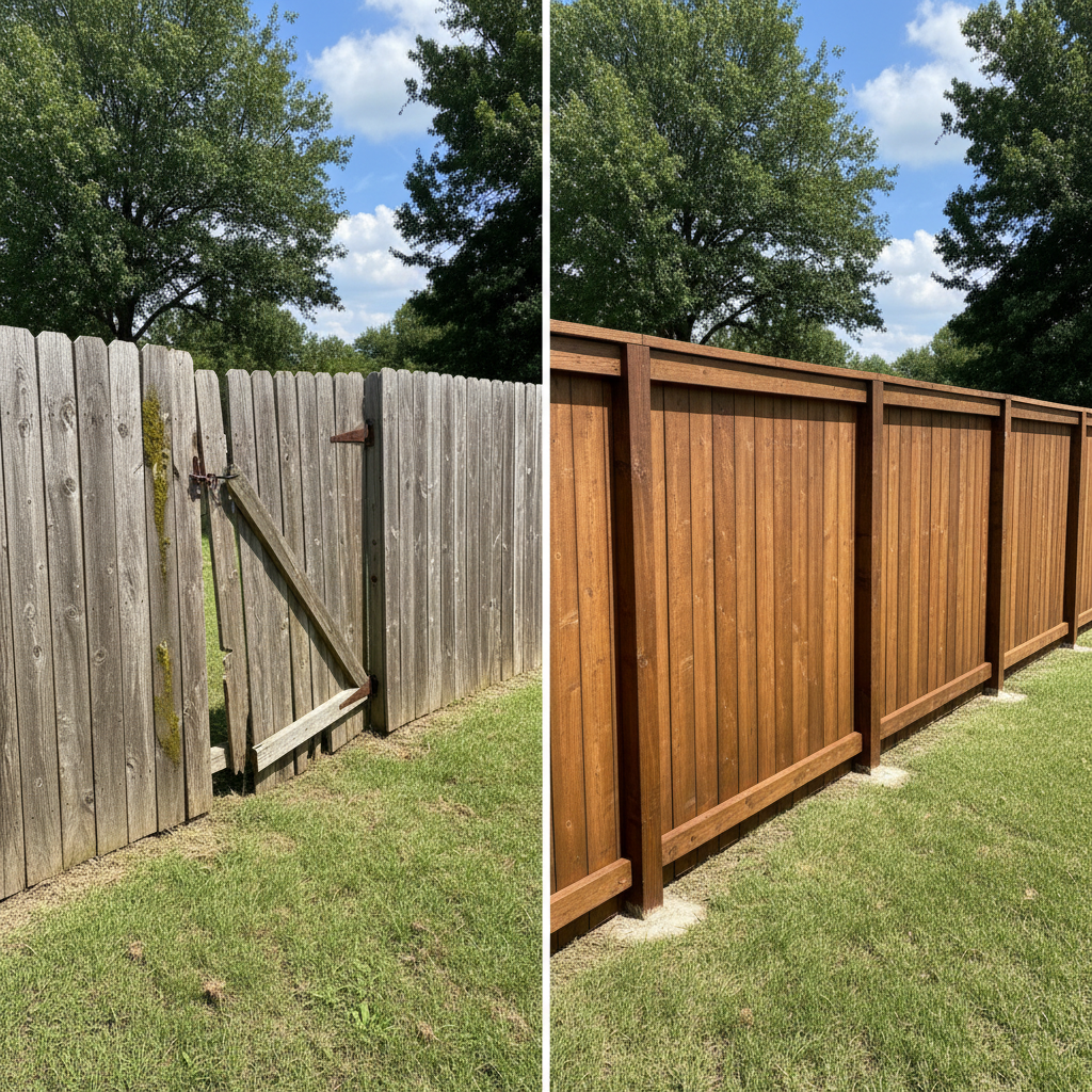 Completed privacy fence installation work at a residential property in Wichita Falls, TX