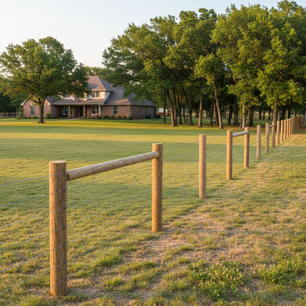 Completed farm fencing work at a residential property in Wichita Falls, TX