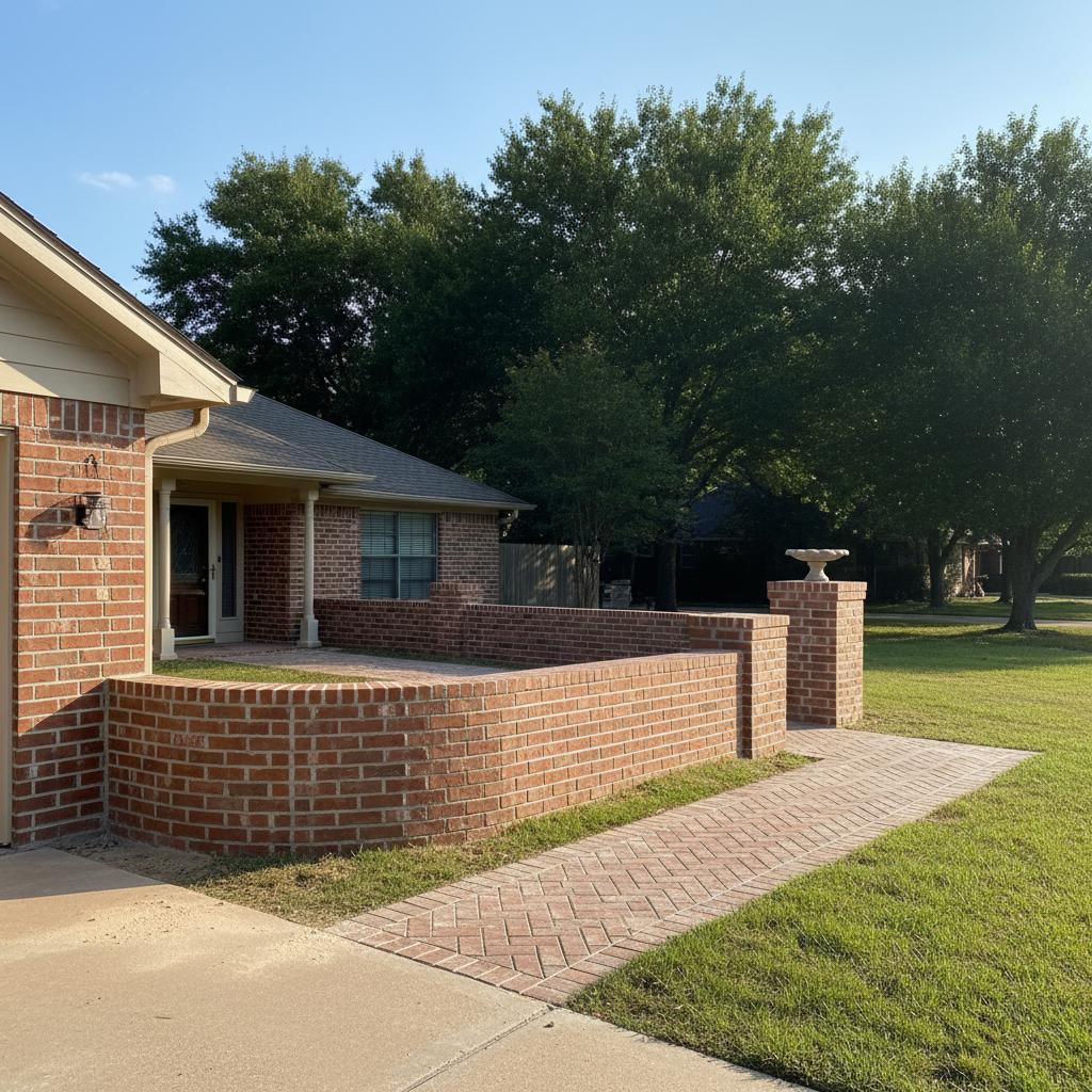 Completed brick laying work at a residential property in Rosenberg, TX
