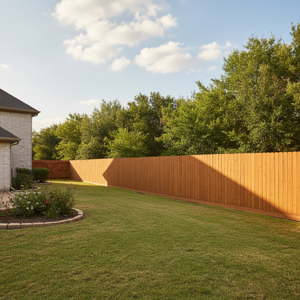 Completed fence painting work at a residential property in McKinney, TX