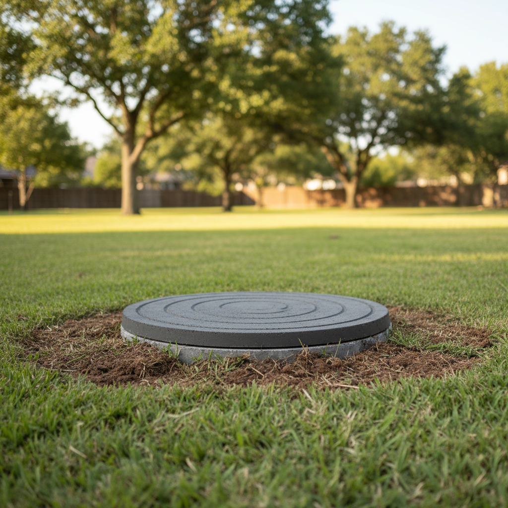 Completed septic system repair work at a residential property in Sugar Land, TX