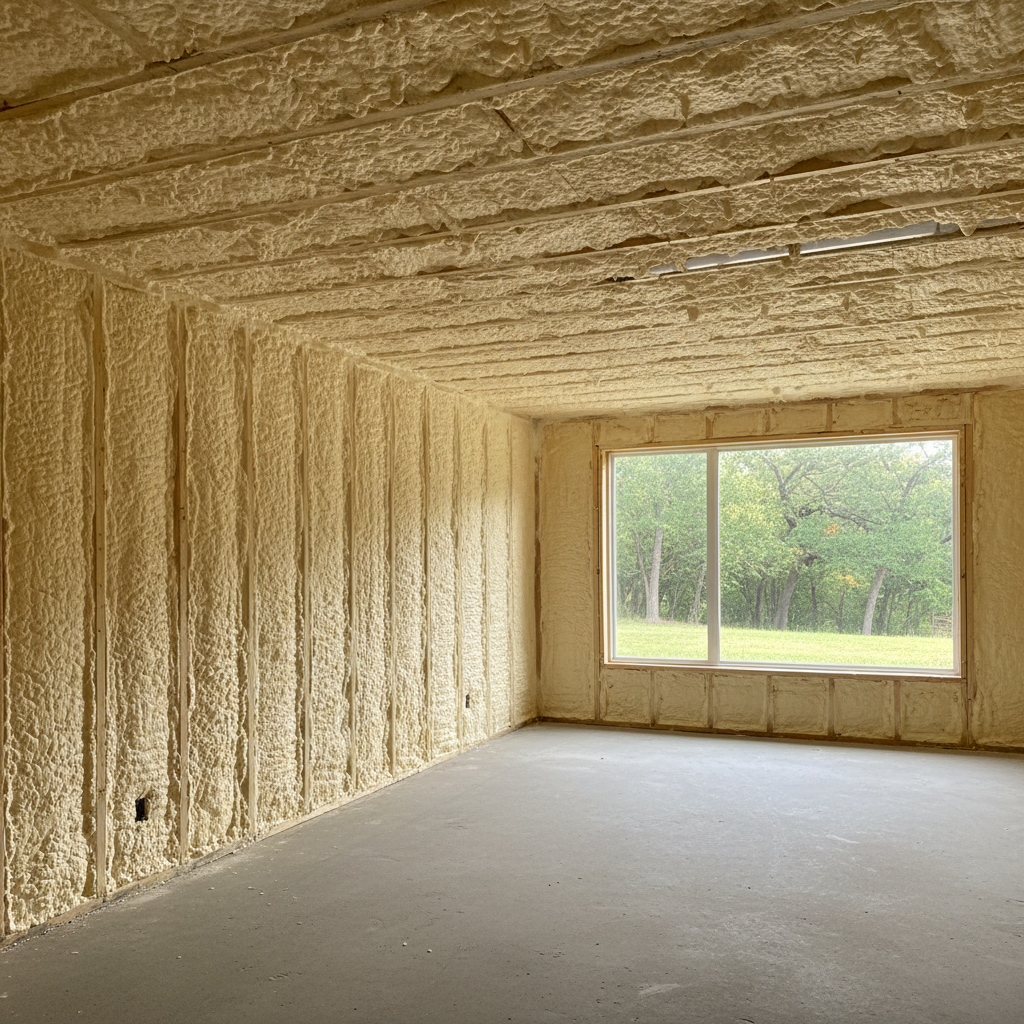 Completed basement insulation work at a residential property in Midlothian, TX