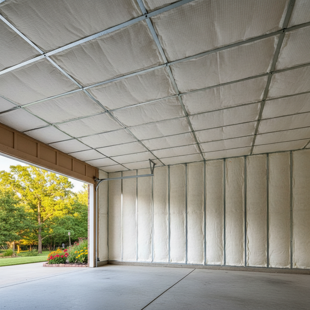 Completed garage insulation work at a residential property in Arlington, TX