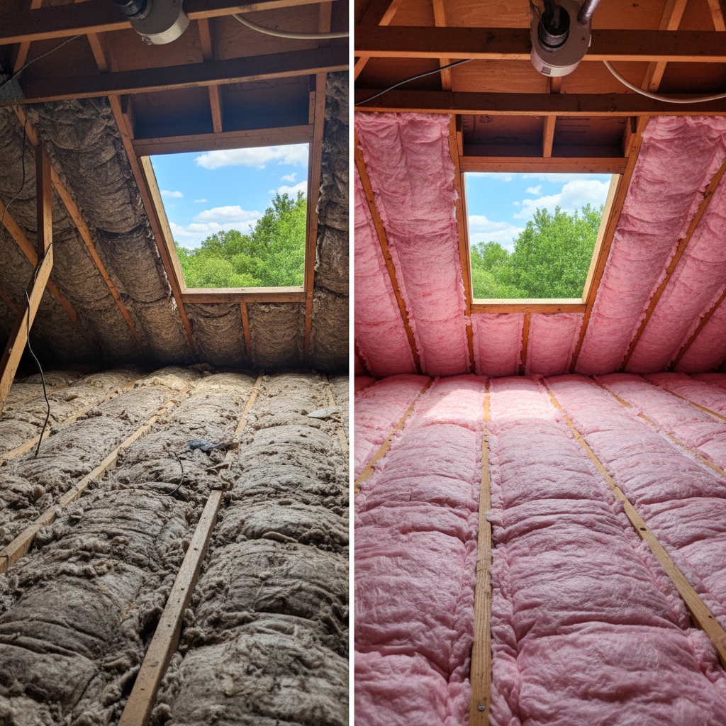 Completed batt insulation installation work at a residential property in Dallas, TX