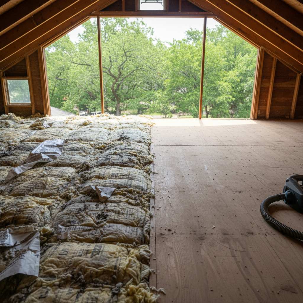 Completed insulation removal work at a residential property in Fort Worth, TX