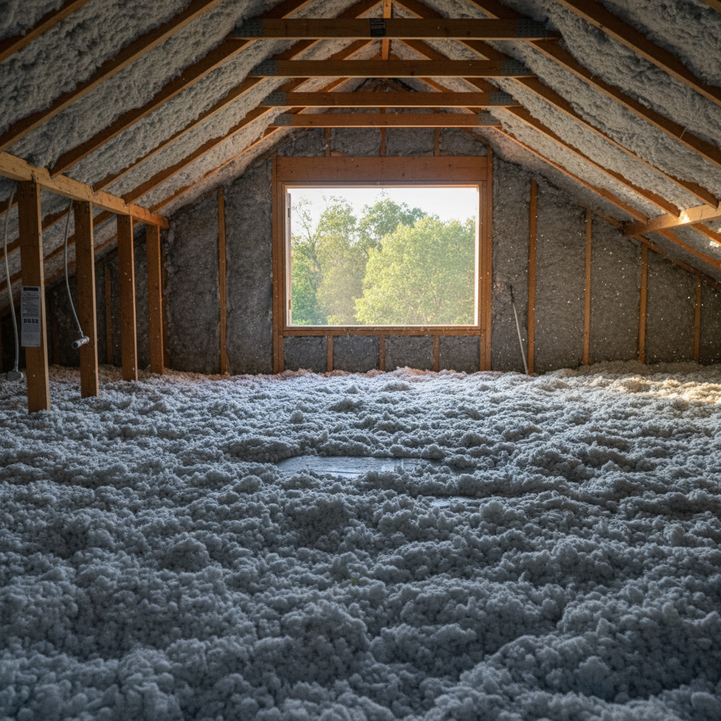 Completed blown-in insulation work at a residential property in Fort Worth, TX