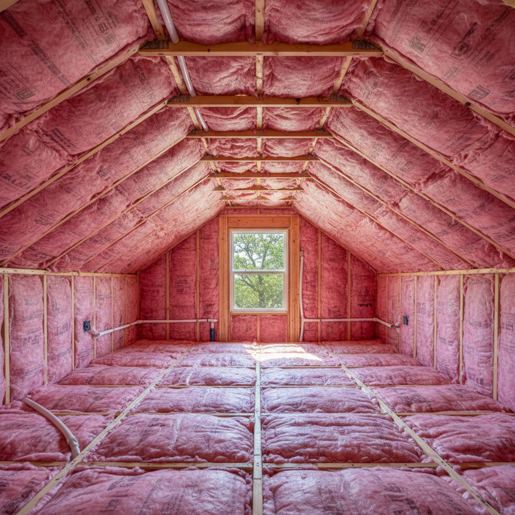 Completed batt insulation installation work at a residential property in Waxahachie, TX