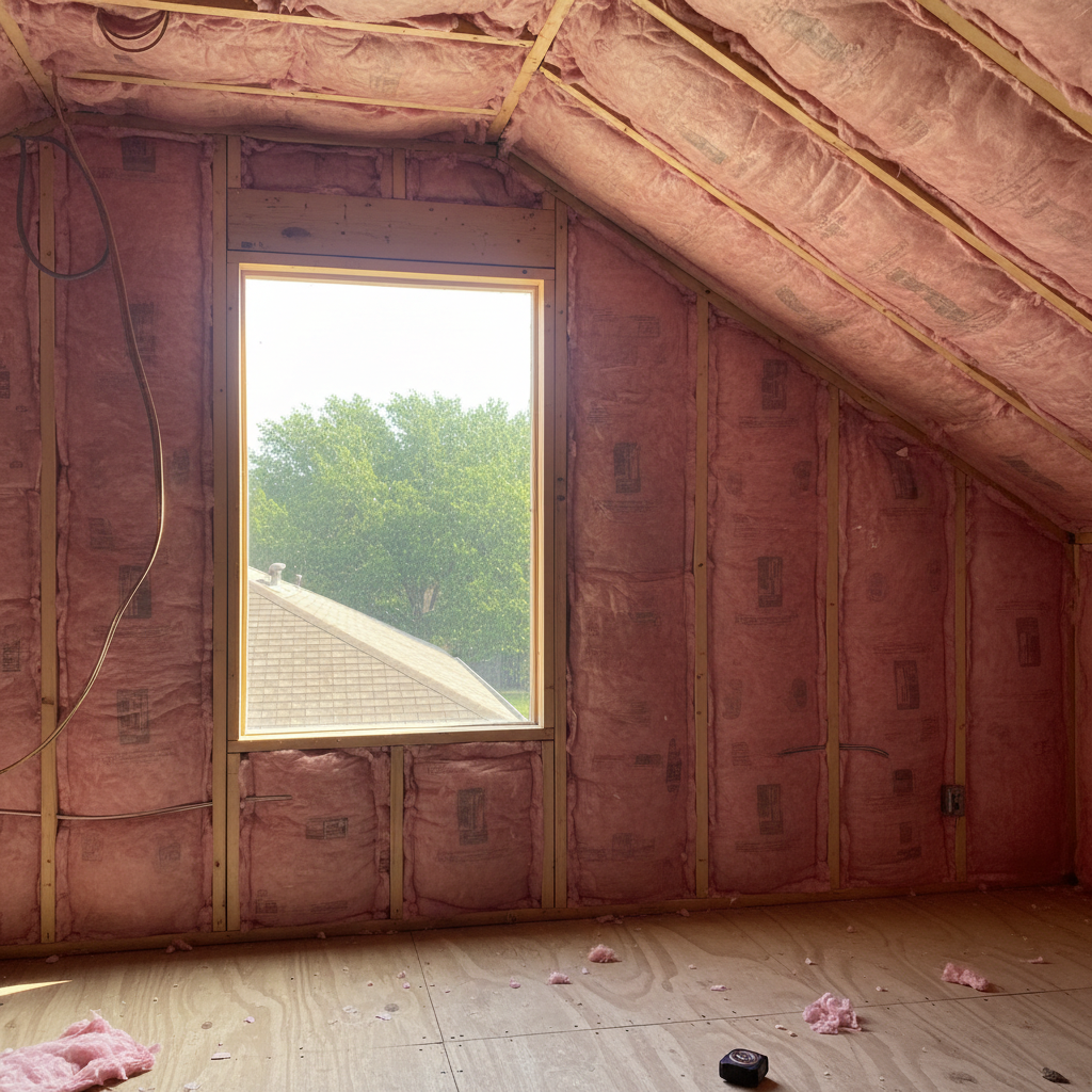 Completed batt insulation installation work at a residential property in Irving, TX