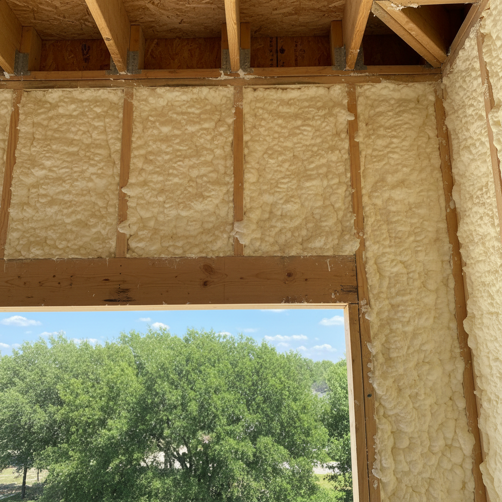 Completed open cell spray foam work at a residential property in Grand Prairie, TX
