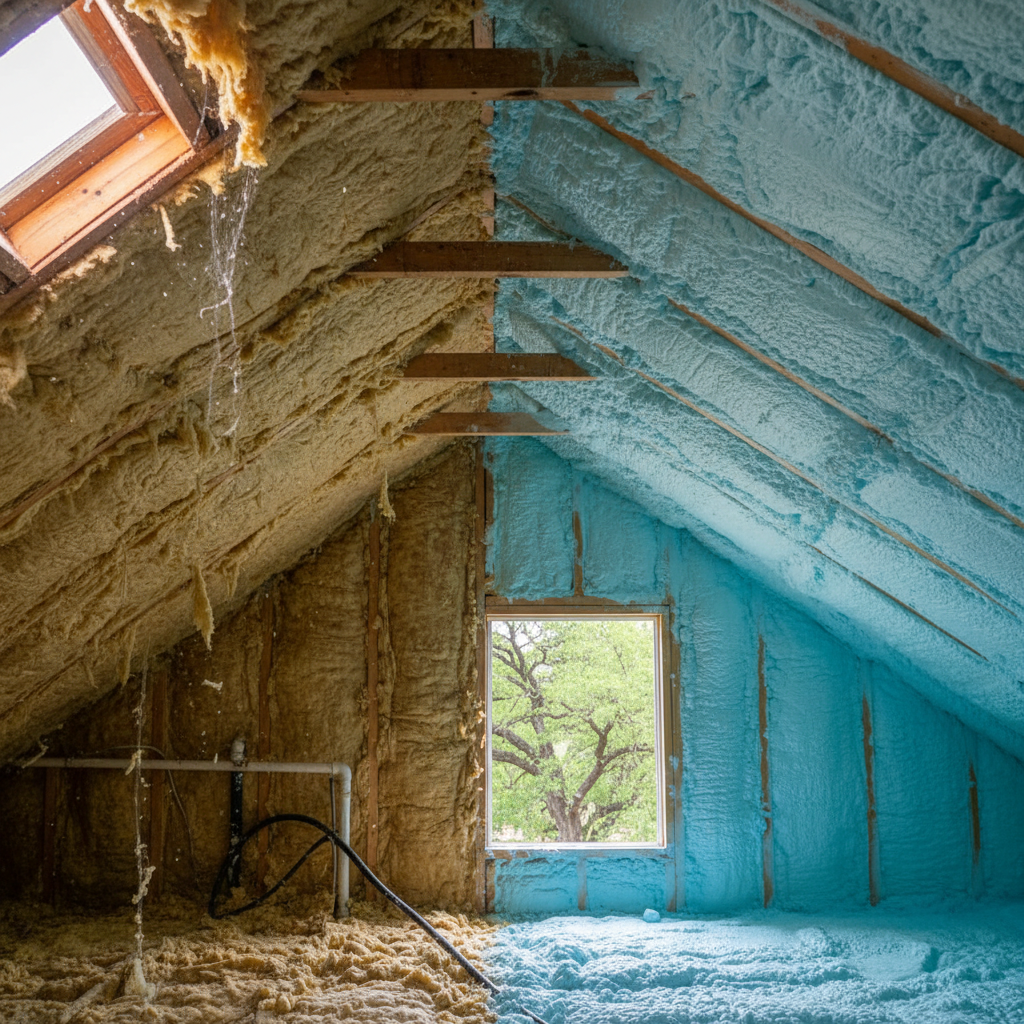 Completed closed cell spray foam work at a residential property in San Antonio, TX